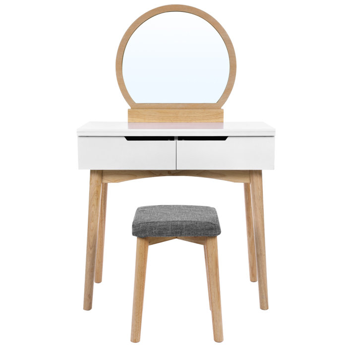 Wrought Studio Arinze Vanity Set with Stool and Mirror & Reviews Wayfair